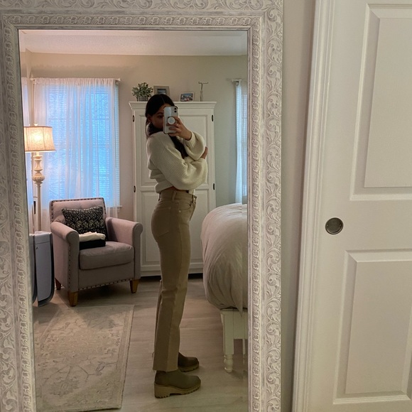 Beige / tan high waisted straight leg jeans - Picture 3 of 10